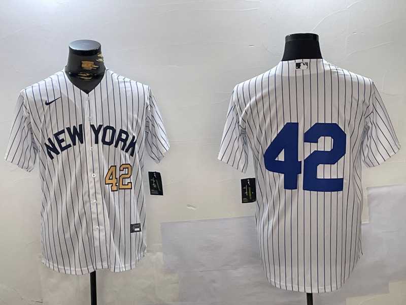 Men%27s New York Yankees #42 Jackie Robinson White Cool Base Stitched Jerseys->new york yankees->MLB Jersey